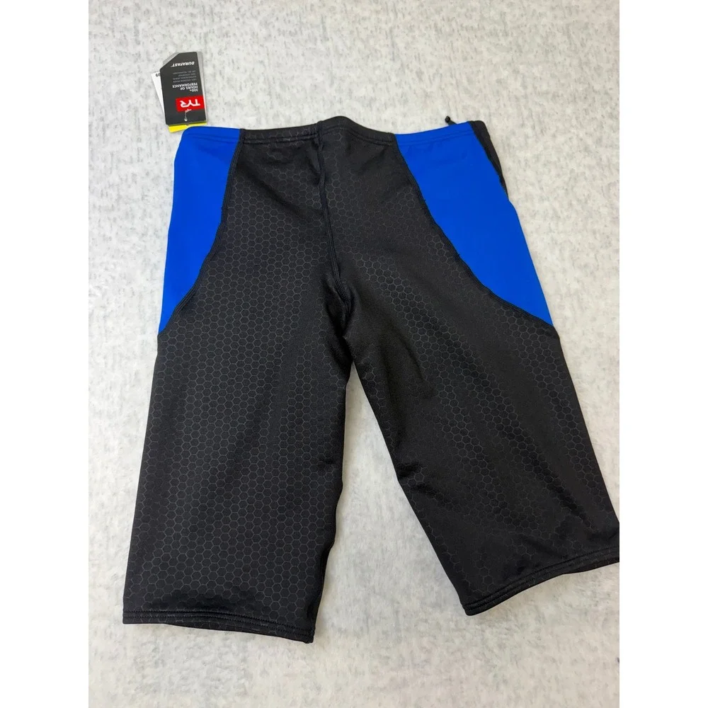 TYR Mens Durafast Elite Jammer Swimsuit Black Blue Honeycomb Size 32 NEW‎